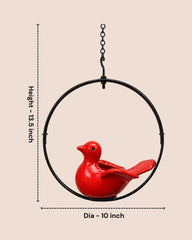 Flying Scarlet Songbird Moon Ring Planter
