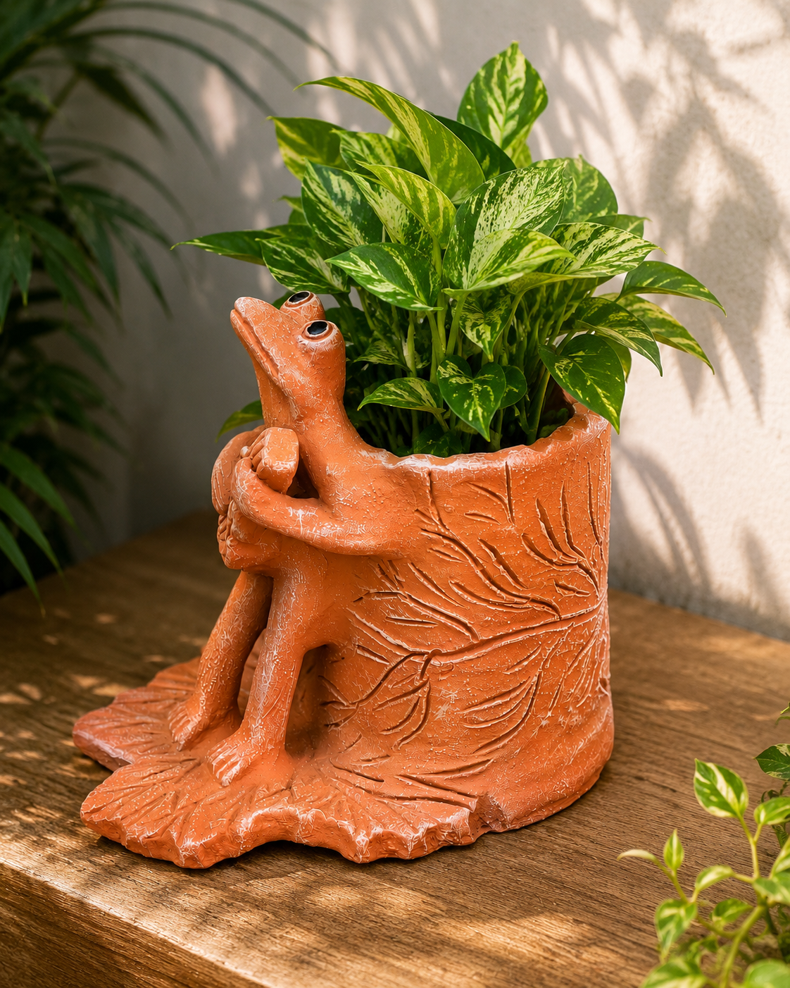 Musician Frog Terracotta Planter