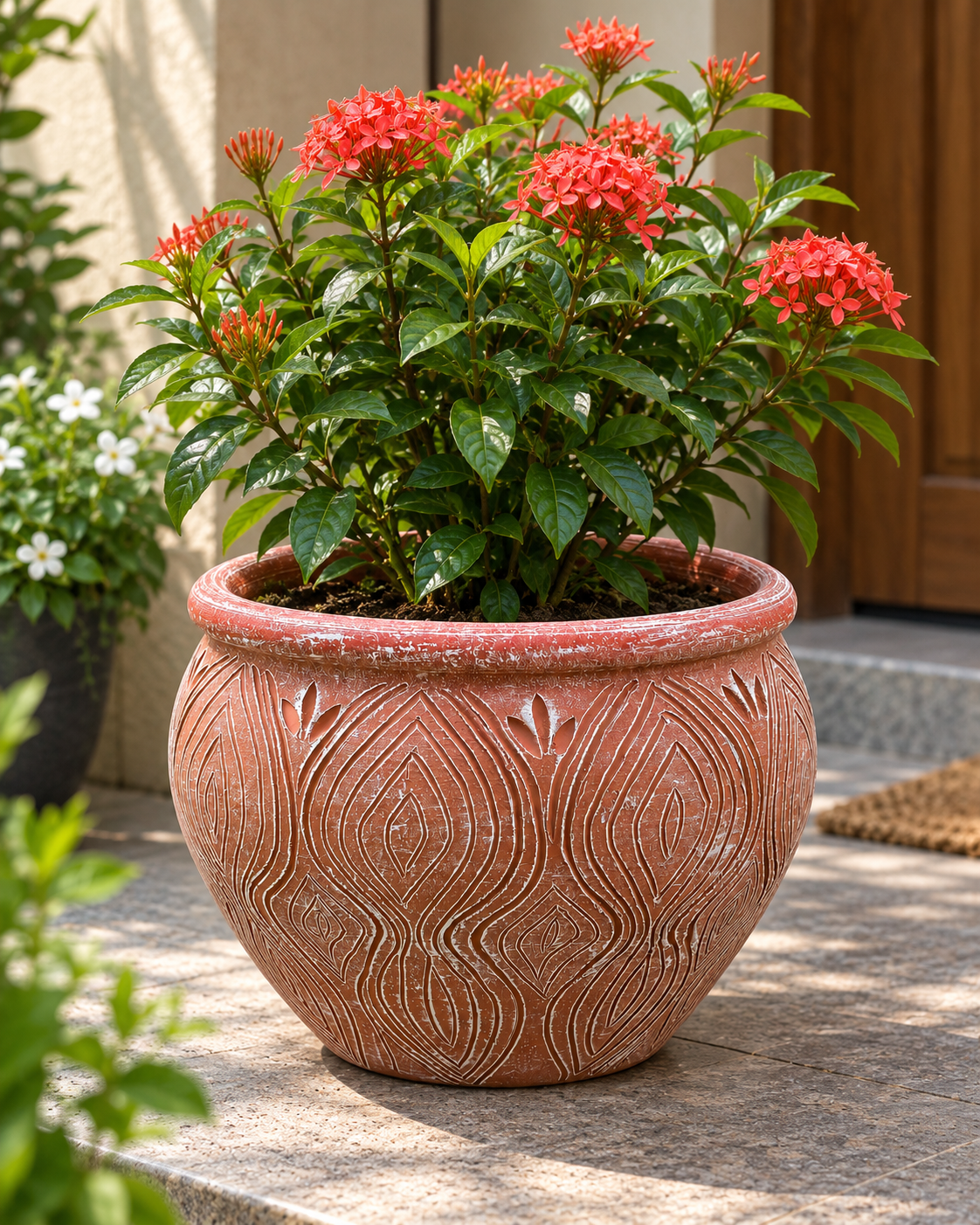 Peacock Leaf Terracotta Planter