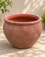 Peacock Leaf Terracotta Planter