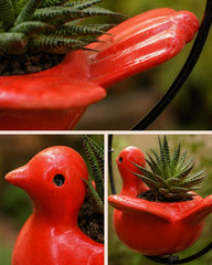 Flying Scarlet Songbird Moon Ring Planter