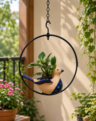 Rustic Flying Bluebird Moon Ring Planter