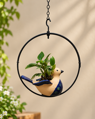 Rustic Flying Bluebird Moon Ring Planter