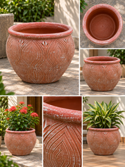 Peacock Leaf Terracotta Planter