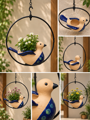 Rustic Flying Bluebird Moon Ring Planter