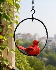 Flying Scarlet Songbird Moon Ring Planter