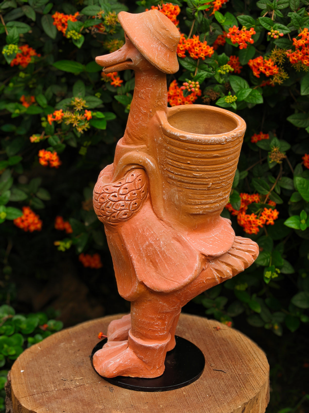 Duck Terracotta Planter with Hat