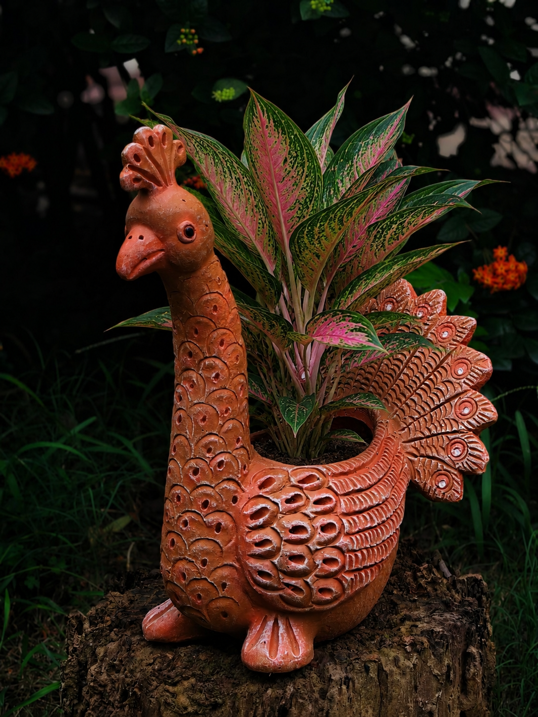 Peacock Terracotta Planter